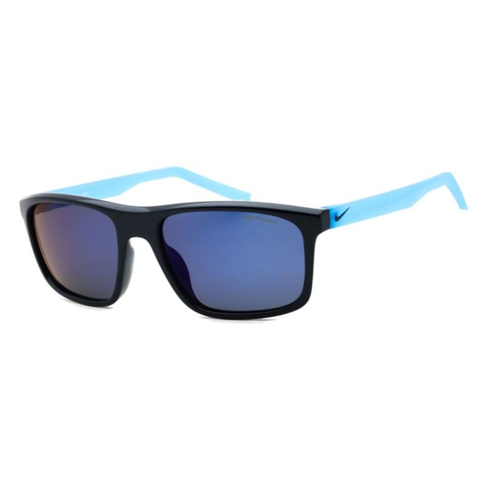 Nike Sunglasses Rectangle Full Rim, Obsidian Frame and Blue Flash Polarized